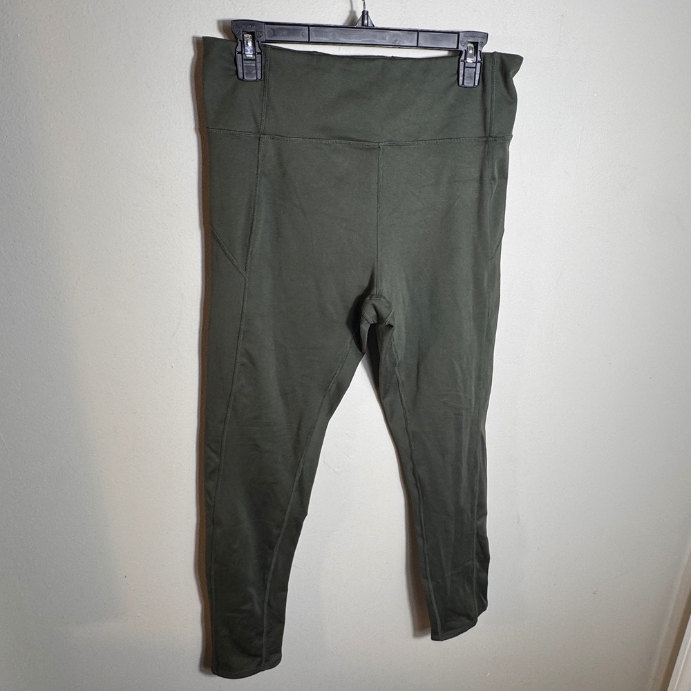 Eddie Bauer Women's XL Olive Green Trail Tight Leggings High Rise Ankle Zip